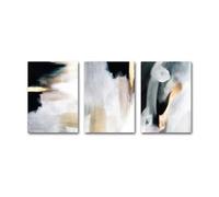 MIVINC Conjunto de 3-Póster Abstracto Nórdico Moderno Pintura Con Salpicaduras de Tinta Blanca Sobre Lienzo Arte de Pared Impresión para Decoración de Sala de Estar U Oficina-40 * 60cm (Sin marco)