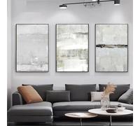 MIVINC Minimalismo Abstracto Pintura Gris Sobre Lienzo Pósteres y Láminas Nórdicas Cuadros para Pared Decoración de Sala de Estar y Dormitorio Arte Mural Moderno-50 * 70cm-3PCS (sin marco)