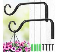 MIVITOOM Ganchos de pared para maceteros colgantes de 18,5 cm, 2 unidades, soporte para plantas, soporte para macetas de hierro en negro, soporte de pared para plantas, comederos de pájaros