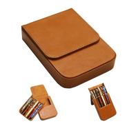 MIVLXLX Estuche de cuero para 6 plumas estilográficas, hecho a mano, cierre magnético con diseño de cajón, opción de regalo para hombre/mujer/oficina, 6 ranuras (marrón)