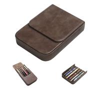 MIVLXLX Estuche de cuero para 6 plumas estilográficas/lápices, hecho a mano, cierre magnético con diseño de cajón, opción de regalo para hombre/mujer/oficina, 6 ranuras (gris)