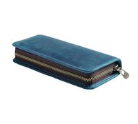MIVLXLX Estuche organizador de cuero, 10 lápices de madera, estuche portátil para lápices de dibujo y marcadores (azul)