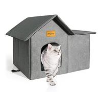 mivo Casa para gatos al aire libre, resistente a la intemperie para gatos de interior/exterior, refugio plegable para gatos salvajes cálido con alfombrilla suave extraíble, cama grande fácil de montar