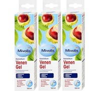 Mivolis - Gel para venas (3 x 100 ml) con extracto de castaño de indias y aceite de eucalipto, gel refrescante y revitalizante, 100 ml