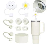 MIVORA Juego de Accesorios para Vasos Stanley, Incluye 6 Tapones de Silicona a Prueba de Fugas, 2tapas con Pajita, 1funda de Silicona para Vasos Stanley Cup de1,2L 850 ml, No Incluye Tazas(Beige)