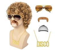 MIVORA Peluca Hippie Hombre, Disfraz de Hippie, Accesorios de Disfraz Hippie, Peluca Afro, Disfraz Años 80 Hombre, para Carnaval Fiesta Disfraces Hippie Halloween Cosplay
