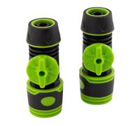 Mivos 2 conectores rápidos para manguera de jardín con válvula de cierre, acoplamiento de manguera con válvula reguladora, parada de agua para manguera de 1/2 pulgadas (13 mm), piezas de conexión para