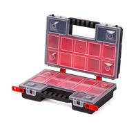 MIVOS Caja de herramientas portátil de doble cara, 287 x 186 x 100 mm, 12 cajas interiores extraíbles, organizar piezas pequeñas y accesorios, polipropileno