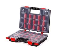 MIVOS Caja organizadora de doble cara 344 x 249 x 100 mm - Caja surtida de 2 caras para accesorios y piezas pequeñas - Caja de tornillos con 40 compartimentos ajustables - Caja clasificadora