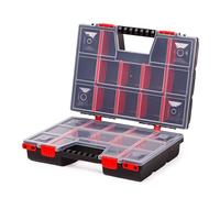 MIVOS Caja organizadora de doble cara, 390 x 290 x 130 mm, con 30 compartimentos ajustables, caja organizadora de 2 lados, piezas pequeñas, caja de accesorios, caja de herramientas estable para