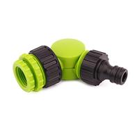 Mivos Conector del Grifo Giratorio - Conector Acodado para Grifos con Rosca de 1/2" 3/4" 1" BSP - Adaptador Angular Rotativo con Conector para Manguera de Jardín - 3 in 1