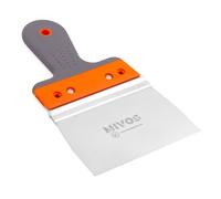 Mivos Espátula profesional de acero inoxidable 150 x 90 mm - Espátula para juntas con soporte de aluminio - Hoja de 150 mm - Mango suave