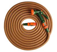 Mivos Manguera de jardín flexible de hasta 30 m de longitud - para grifos de 1/2 y 3/4 pulgadas - Manguera de agua extensible para riego y limpieza - Manguera flexible sin dobleces con ducha de jardín