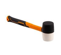 MIVOS Martillo de goma de 450 g, diámetro de 55 mm, color blanco y negro, martillo con mango de fibra de vidrio antideslizante, martillo de montaje de doble cabeza