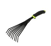 Mivos Rastrillo de Abanico Pequeño para Jardín - Escoba de Mano con 9 Dientes Flexibles para Hojas y Hierba - Rastrillo de Acero de Jardinería - Ancho de Trabajo 12 cm