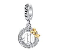 MiWangLing 16 a 18 21 40 50th Charm Happy Birthday Number Bead para pulsera europea, Metal Diamante de imitación Cristal, Base