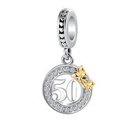 MiWangLing 16 a 18 21 40 50th Charm Happy Birthday Number Bead para pulsera europea, Metal Diamante de imitación Cristal, Base