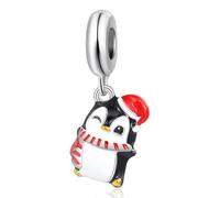MiWangLing Abalorio de elfo de Navidad, ciervo, hombre de jengibre, pingüino, dulce caramelo para pulsera Pandora, regalo de Navidad, Esmalte, Base