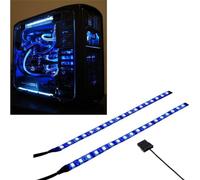 MIWATT DS - Tira LED azul para ordenador, iluminación magnética, conector Molex, 2 tiras LED para PC (30 cm)