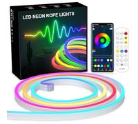 MIWATT RGB Neon LED Bluetooth -10 M (1 x 10 m) RGB 3535 LED Music Sync Luces cambiantes de cambio de color, controlado por aplicación - para dormitorio, fiesta, decoración de cocina