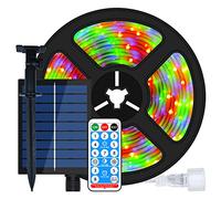 MIWATT Tira LED solar de 5 m, tira LED multicolor con mando a distancia RF de 17 teclas, 280 ledes, iluminación de casa, fiesta, cocina, jardín, piscina