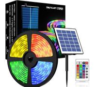 MIWATT Tira LED Solar RGB para Exteriores, 10M con Energía Solar SMD 5050, IP67 Luces de Cuerda Impermeables