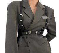 Miwcff Arnés de Cuero para Mujer, cinturón Punk, Cadena de Cuerpo gótico, Ajustable, Accesorios para Fiestas y Citas, 29"-37", Large