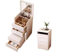 MIWEITOO Tocador de Maquillaje Compacto 3 en 1 con Espejo y Luz, Esquina Integrada, Juego 3 en 1 con Luz de Espejo (Size: 18.9in-White)