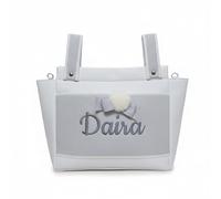 MiwMiw Baby Bolso Talega para Carrito de Bebé Personalizada con Nombre, Bolso Maternal Infantil (Gris)