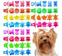 Mix - 100 piezas de accesorios para el pelo de perro, pinzas para el pelo para perros pequeños, coloridas y bonitas, para perros y niñas, suministros de aseo para perros