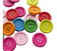 Mix de botones de madera de la marca Chenkou Craft, de colores. Ideal para manualidades o proyectos de costura. 40 unidades, 40 mm.
