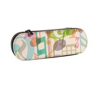 Mix Match Música de Notas Musicales Retro, Estuche para lápices Estuche para lápices de Cuero de PU Estuche para lápices de Gran Capacidad Estuche para lápices Bolsa de cosméticos