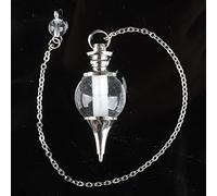 MIX-Stone Opal Lapis Lazuli Quartz Onyx Turquois La cadena de bola de cristal Dowsing Curación Chakra Pendulum con cadena 1pcs-Cristal claro