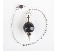 MIX-Stone Opal Lapis Lazuli Quartz Onyx Turquois La cadena de bola de cristal Dowsing Curación Chakra Pendulum con cadena 1pcs-Goldsand azul