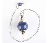 MIX-Stone Opal Lapis Lazuli Quartz Onyx Turquois La cadena de bola de cristal Dowsing Curación Chakra Pendulum con cadena 1pcs-lapislázuli