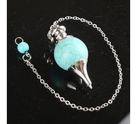 MIX-Stone Opal Lapis Lazuli Quartz Onyx Turquois La cadena de bola de cristal Dowsing Curación Chakra Pendulum con cadena 1pcs-turquesa