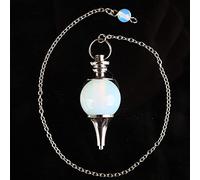 MIX-Stone Opal Lapis Lazuli Quartz Onyx Turquois La cadena de bola de cristal Dowsing Curación Chakra Pendulum con cadena 1pcs-ópalo
