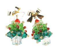 Mix Styles - Pendientes de Navidad con colgante de árbol de Navidad verde, accesorios elegantes para niñas y mujeres, aretes festivos para mujer