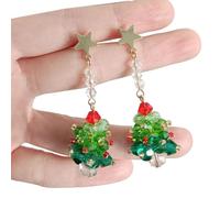 Mix Styles - Pendientes de Navidad, diseño de árbol de Navidad, color verde, accesorios elegantes para niñas y mujeres