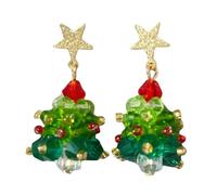 Mix Styles - Pendientes de Navidad, diseño de árbol de Navidad, color verde, accesorios elegantes para niñas y mujeres