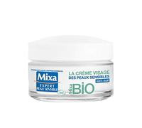 Mixa BIO - La Crème Visage des Peaux Sensibles Anti-Âge - 50 ml | Experto pieles secas, 90 años experiencia dermatológica, protección agresiones externas, reduce tirantez enrojecimiento