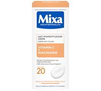 Mixa Crema antimanchas de pigmento, para pieles desiguales, pálidas y sensibles con vitamina C y niacinamida, adecuada para cara y cuello, SPF 20, hipoalergénica, 50 ml