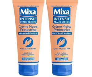 Mixa Intensive Dry Skin - Crema protectora de manos antisequedad con aceites 100% vegetales - 100 ml (Paquete de 2)