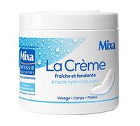 Mixa Intensive Peaux Secche - Crema fresca y fundente de ácido hialurónico puro, multiusos, para cara, cuerpo, manos, pies, hidratación 24 horas, penetración rápida, hipoalergénica