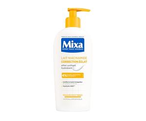 Mixa Leche Niacinamida Corrección Brillo Piel Seca Karité Vitamina C 250ml | Hidrata 48 horas, Unifie teñido irregular, hipoalergénico, probado 7000 pieles sensibles, textura mejorada