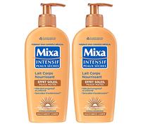 Mixa Piel seca intensa - Leche nutritiva con efecto solar - Autobronceador - Tacón dorado progresivo natural y sólido - Piel mate - Hipoalergénica - Juego de 2 unidades de 250 ml