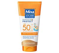 Mixa Solaire - Loción de protección solar para pieles sensibles - Leche de cuidado solar, protección muy alta, SPF 50+ UVA, UVA, larga, UVB, para pieles sensibles para niños, impermeable, sin arena