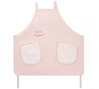 Mixabloem Delantal repelente al agua, uniforme de lana, manga larga, correas ajustables, puños elásticos, cuello redondo, forro polar coral, bolsillos absorbentes, color crema, rosa, cocina, horneado