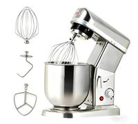 Mixer, 5L/7L/10L Batidora de alimentos para repostería, 3 velocidades, con gancho para amasar, batidor de varillas, bol de acero inoxidable, protector contra salpicaduras, batidor plano(5L)