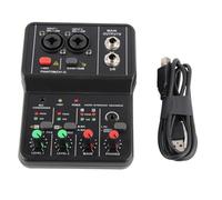 Mixer de Audio de 2 Canales Profesional con USB, Potencia de 48V para Grabación de Música y Karaoke de Inicio, Consola de Mezcla de Sonido Compacta para Internet Karaoke,